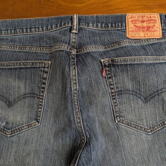 Levi's 559 Jeans Relaxed Straight Denim Cotton Men's Size 36x30 Distressed Blue - Picture 7 of 13